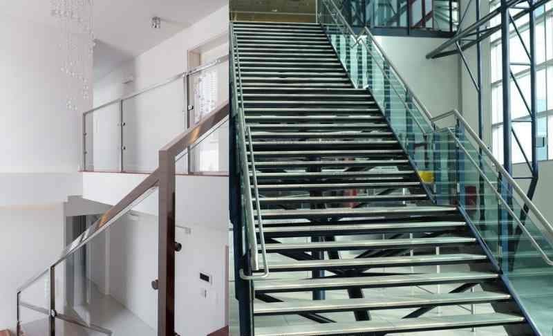 Stahltreppe mit angeschweißtem Geländer und offenen Stufen